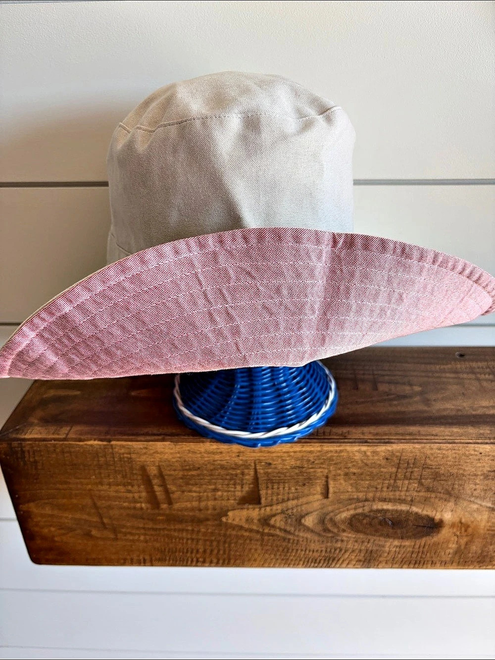 Armani Exchange Sun Hat in White & Pink